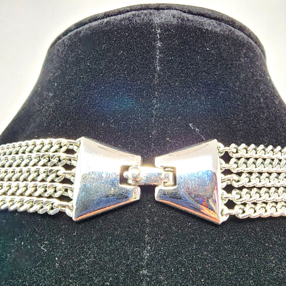 Vintage Monet Multi Strand Silver Box Chain Necklace - Picture 12 of 14